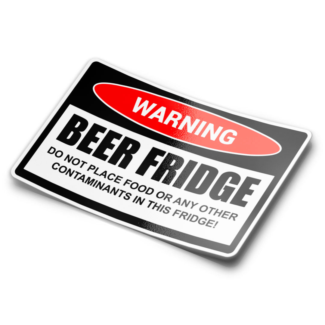 WARNING BEER FRIDGE STICKER