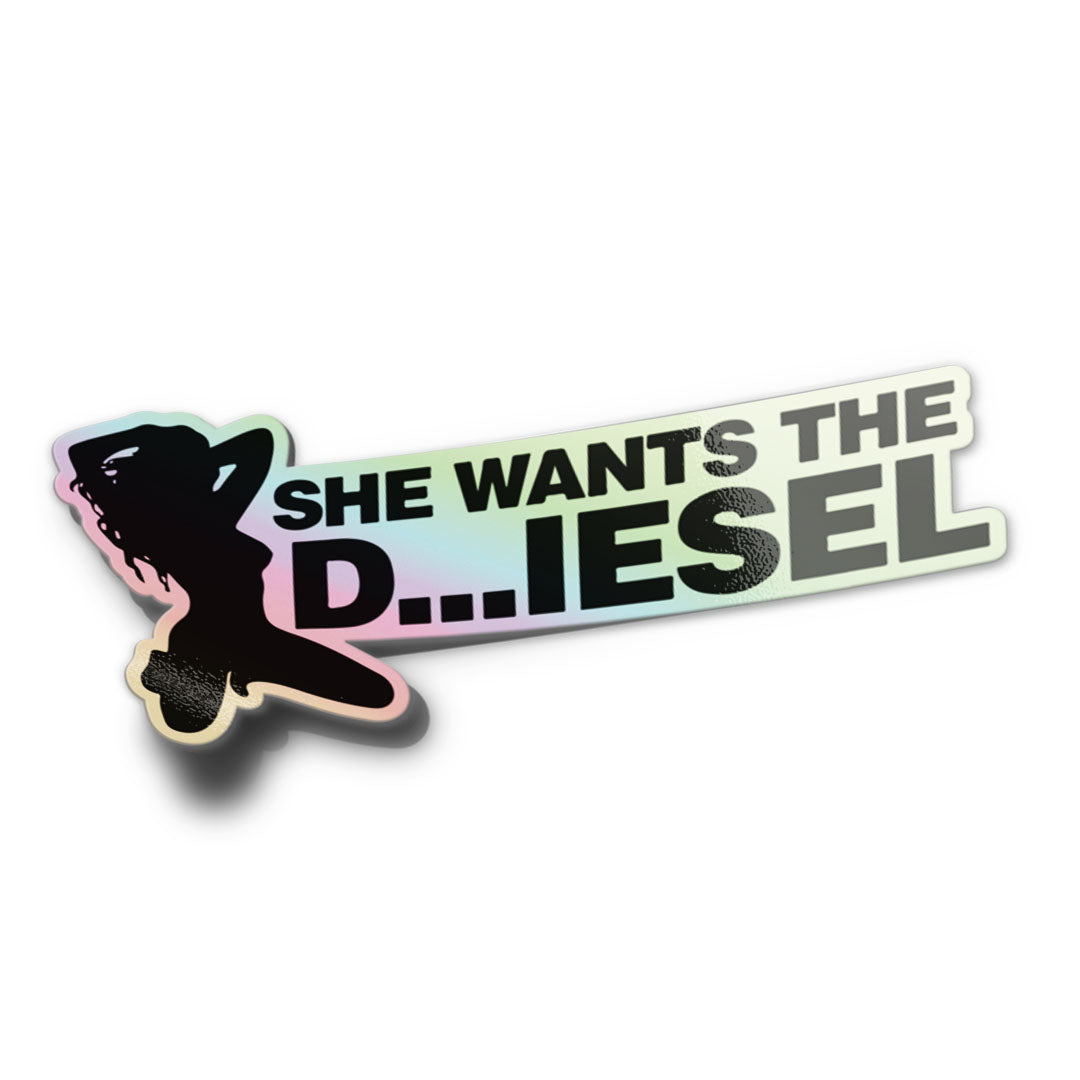 SHE WANTS THE DIESEL HOLOGRAPHIC STICKER